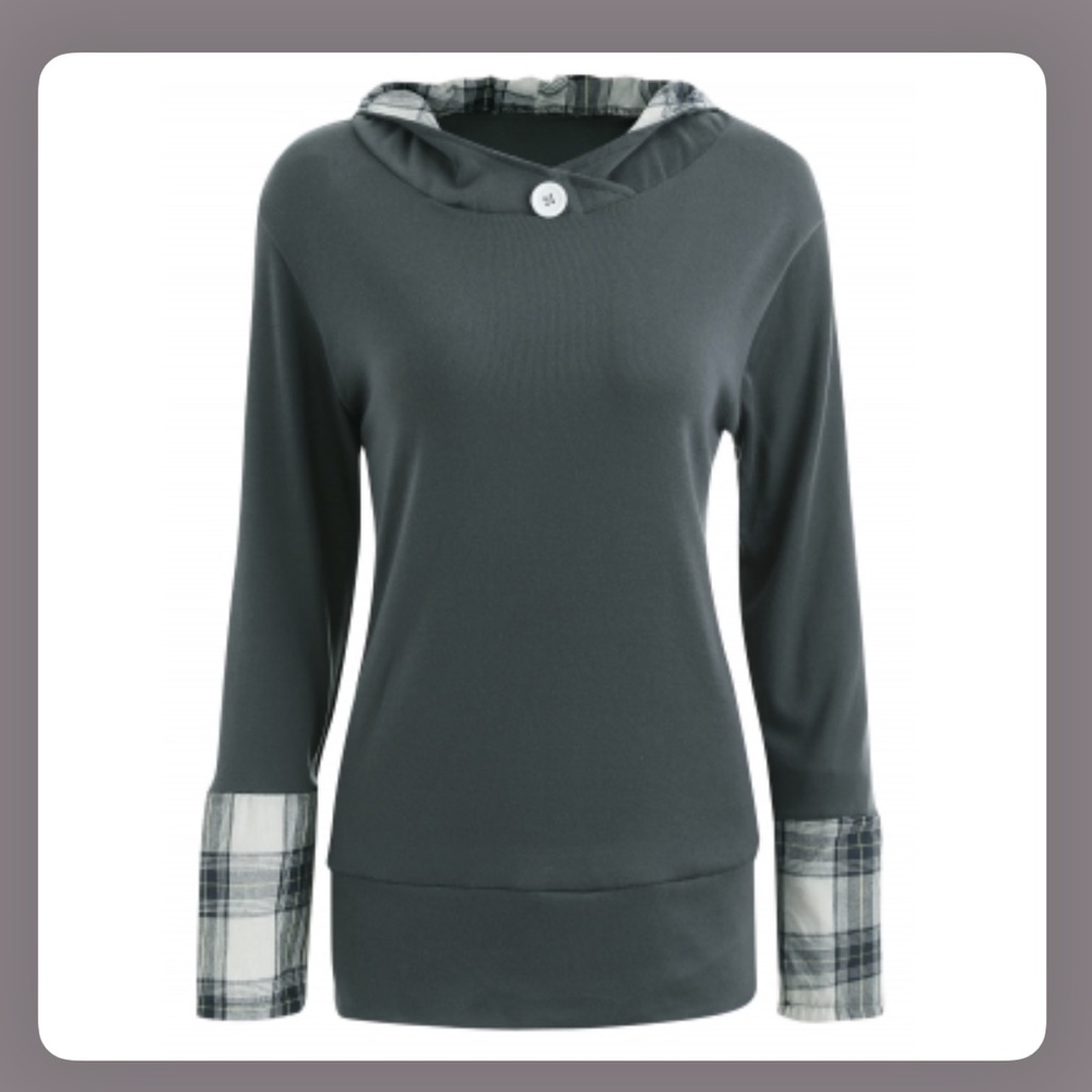 Gray Hooded Long Sleeve Hoodie